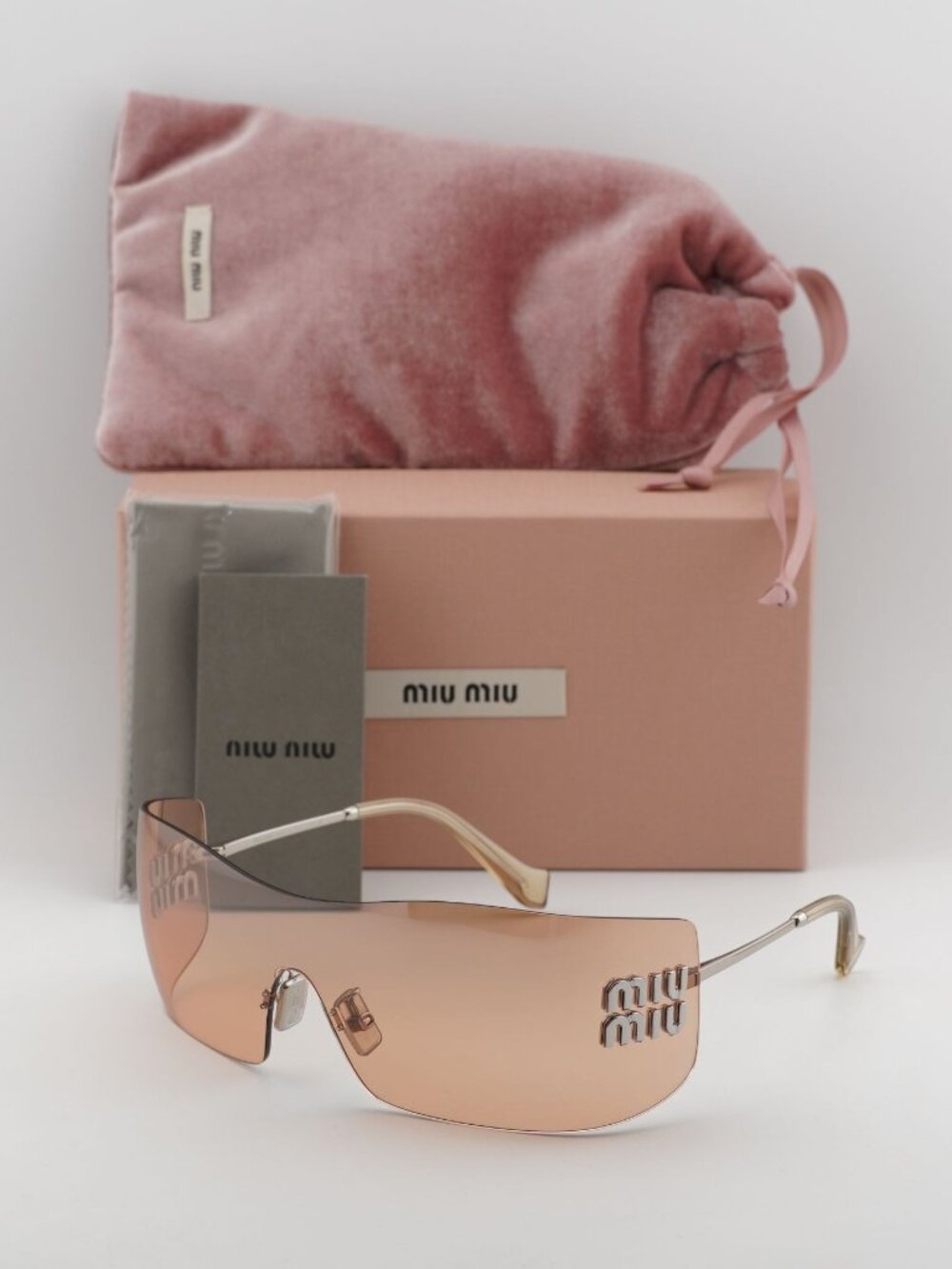 Miu Miu MUB53S 1BC80Y Shield Sunglasses – Silver / Orange